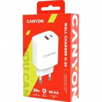 Зарядное устройство Canyon PD 20W/QC3.0 18W (CNE-CHA20W04). . фото 4