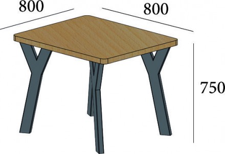 Стол Уно 4 ноги 80х80 (труба 50х25) Металл-Дизайн (Metall-Disign)Стол обеденный . . фото 3