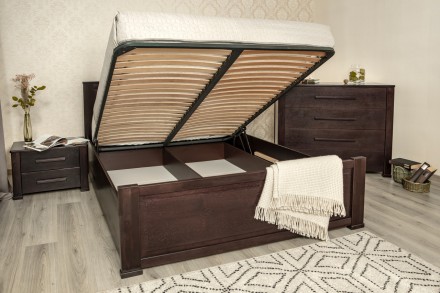 Кровать Оксфорд с филенкой и подъемной рамой 180 Олимп (Olimp)Деревянная кровать. . фото 4