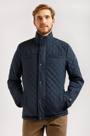 Стеганая куртка мужская от финского бренда Finn Flare прямого кроя с ромбовидной. . фото 2