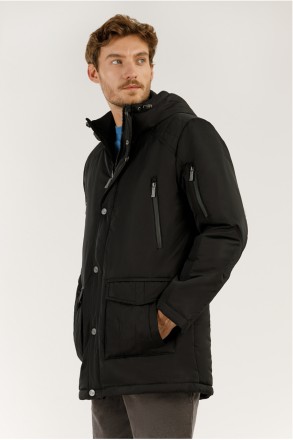 Куртка мужская демисезонная Finn Flare A19-22008-200 с накладными карманами черн. . фото 3