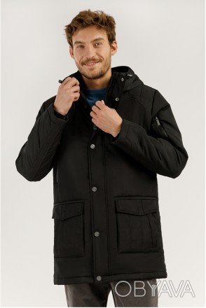Куртка мужская демисезонная Finn Flare A19-22008-200 с накладными карманами черн. . фото 1