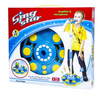 Детский игрушечный караоке-микрофон со стойкой Sing Star. Голубой (HT158B)Ваш ре. . фото 4