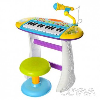 Синтезатор Limo Toy BB383BD, 24клавиши, стульчик, микрофон, муз, свет, 49-25-43,. . фото 1