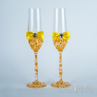 Свадебные бокалы с ручной росписью по стеклу. Жёлтый
 
Материал: богемское стекл. . фото 1