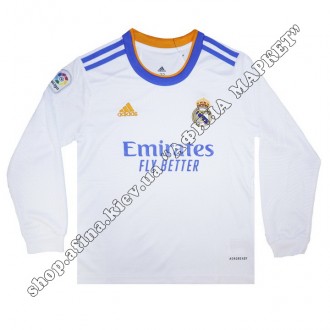 Детская футбольная форма Реал Мадрид 2021-2022 домашняя Adidas длинный рукав . К. . фото 4