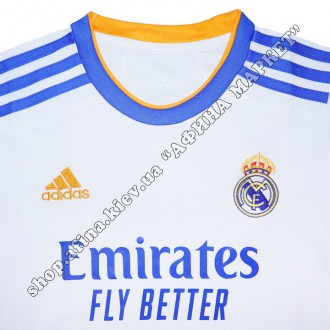 Детская футбольная форма Реал Мадрид 2021-2022 домашняя Adidas длинный рукав . К. . фото 5