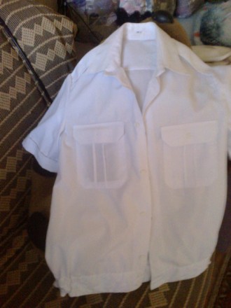Блузка женская с планкой для погонов, 100% хлопок, новая, белая, в идеальном сос. . фото 3