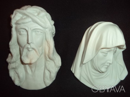 Художественная керамика из белого матового фарфора образ Иисуса и матери Господа. . фото 1
