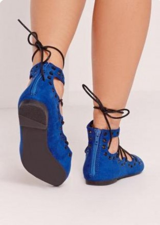 Нові брендові балетки на шнурівці яскравого королівського синього кольору. Розмі. . фото 5