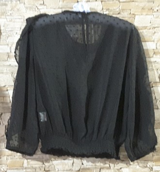 Прозрачная чёрная блуза в крапинку викторианского стиля размер М британского бре. . фото 4