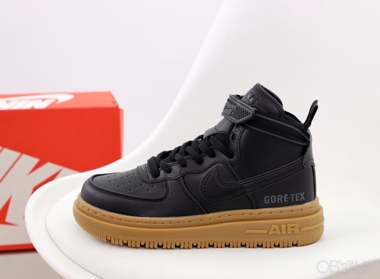 ᐈ Зимние высокие кожаные кроссовки Nike Air Force 1 Mid Gore Tex Black ...