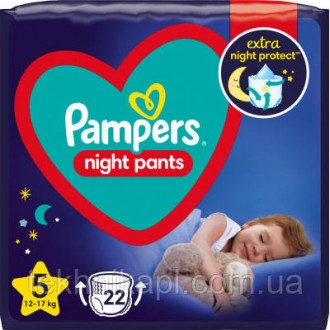Подгузник трусики ночные Night Pants Размер 5 (12- Pampers (8006540234730). Вишгород. фото 1 Подгузник трусики ночные Night Pants Размер 5 (12- Pampers (8006540234730). Вишгород. фото 1