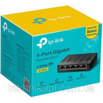 неуправляемый, настольный, Портов - 5, Gigabit Ethernet, Коммутация - 10 Гбит/с,. . фото 3