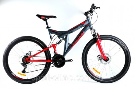 Велосипед двопідвісний Azimut Power 24"/17 GD сіро-червоний
Azimut Power - модел. . фото 2