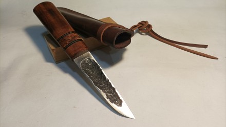 Якутский нож, ручной работы, клинок из стали 9хс , закален на 60 единиц твёрдост. . фото 5