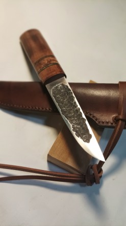 Якутский нож, ручной работы, клинок из стали 9хс , закален на 60 единиц твёрдост. . фото 2