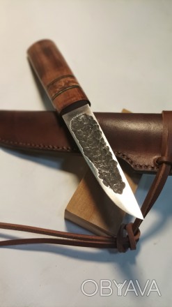 Якутский нож, ручной работы, клинок из стали 9хс , закален на 60 единиц твёрдост. . фото 1