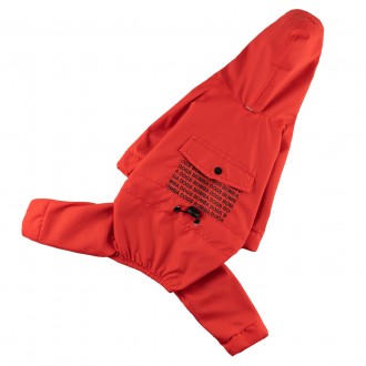 Водостойкая одежда для собак дождевик на кнопках с капюшоном и с карманом на под. . фото 2