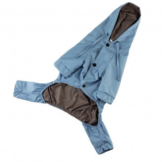 Водостойкая одежда для собак дождевик на кнопках с капюшоном и с карманом на под. . фото 4