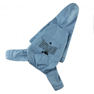 Водостойкая одежда для собак дождевик на кнопках с капюшоном и с карманом на под. . фото 2