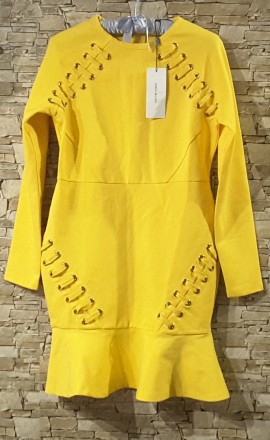 Модное платье цвета охры с длинным рукавом размер UK12, EUR 40 британского бренд. . фото 2