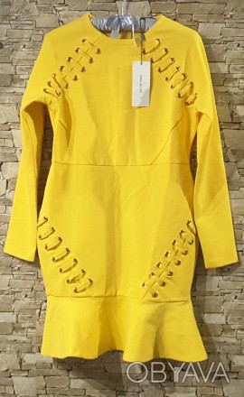 Модное платье цвета охры с длинным рукавом размер UK12, EUR 40 британского бренд. . фото 1