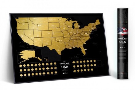 Скретч Карта The Travel Map of the USA Black — карта всех 50 штатов Америки со с. . фото 4