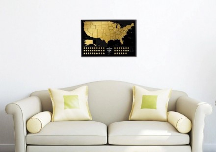 Скретч Карта The Travel Map of the USA Black — карта всех 50 штатов Америки со с. . фото 3