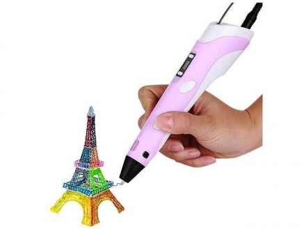 3D ручка розовая c LCD дисплеем (3D Pen-2) +Подставка + комплект пластика 20 цве. . фото 4