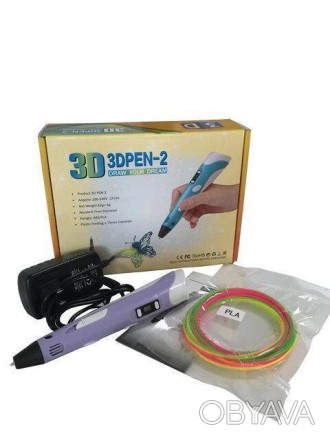 3D ручка фиолетовая c LCD дисплеем (3D Pen-2) +Подставка + комплект пластика 25 . . фото 1