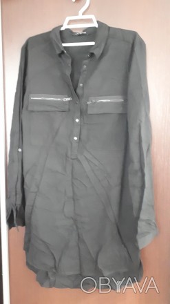 Чорна брендова блуза на довгий рукав, який можна зробити коротшим, застебнувши н. . фото 1