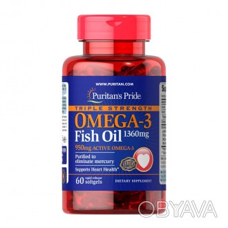  Puritan's Pride Triple Strength Omega-3 Fish Oil 1360 mg - это Ester-Omega рыби. . фото 1