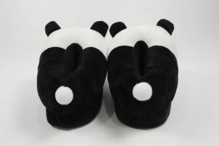 Мягкие домашние детские тапочки Панда черно-белые, тапки-лапки для кигуруми закр. . фото 5