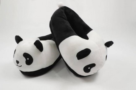 Мягкие домашние детские тапочки Панда черно-белые, тапки-лапки для кигуруми закр. . фото 3