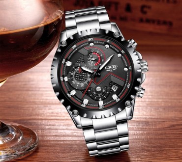Lige –бренд мужских наручный часов стандарта ICO:9001. Часы имеют стильный дизай. . фото 4