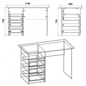 
	Письменный стол Декан изготовлен из ламинированного ДСП, толщиной 16 мм, кромк. . фото 3