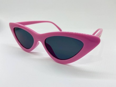 Женские очки солнцезащитные в розовой пластиковой оправе с треугольными линзами . . фото 2