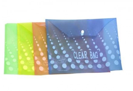 Папка-конверт А4 на кнопці пластикова, 160 мкм MY CLEAR BAG, мікс кольорів W209A. . фото 4