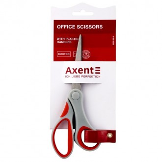 Ножиці офісні AXENT Duoton сіро-червоні 18 см 6301-06-A
 
Офісні ножиці з пласти. . фото 3