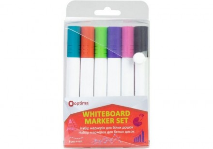 Набір маркерів для білих дошок OPTIMA 2 мм, 6 кольорів в пеналі O16213
 
Набір м. . фото 2