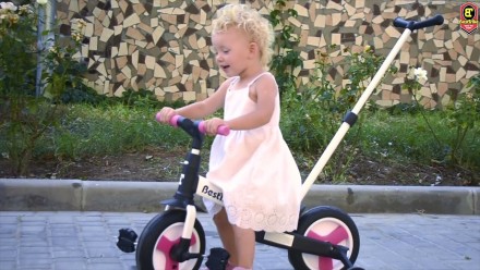 Детский велосипед-трансформер с съемными педалями и родительской ручкой, беговел. . фото 2