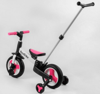 Детский велосипед-трансформер с съемными педалями и родительской ручкой, беговел. . фото 6