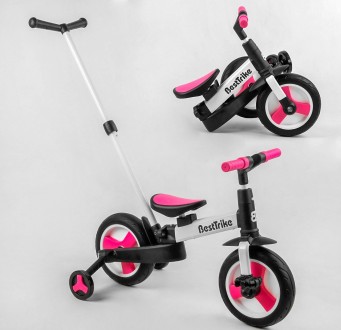 Детский велосипед-трансформер с съемными педалями и родительской ручкой, беговел. . фото 5