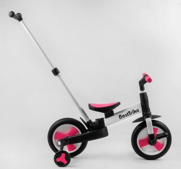 Детский велосипед-трансформер с съемными педалями и родительской ручкой, беговел. . фото 4