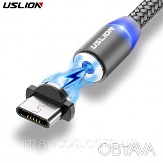 Магнитный Кабель USLION Type-C USB 2A Шнур с Подсветкой Усиленный Круглый
Круглы. . фото 1