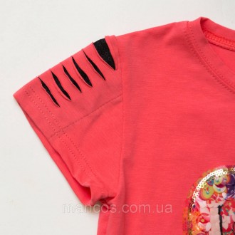 Комплект SmileTime футболка и капри для девочки Lovely, коралл с черным
Летняя т. . фото 3