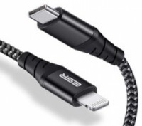 Кабель ESR USB-C to Lightning PD MFI 1m Black для зарядки и синхронизации iPhone. Киев. фото 1 Кабель ESR USB-C to Lightning PD MFI 1m Black для зарядки и синхронизации iPhone. Киев. фото 1