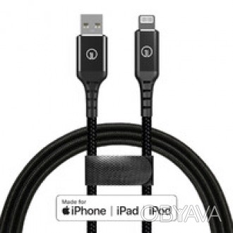 Плетеный кабель oneLounge 1Power MFi Lightning to USB (1 m) быстро и безопасно з. . фото 1
