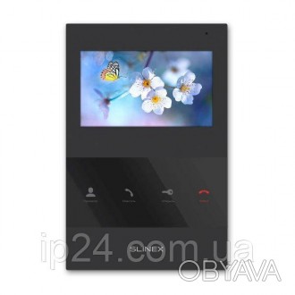 Видеодомофон Slinex SQ-04 black с цветным 4.3-дюймовым TFT-экраном, сенсорными к. . фото 1